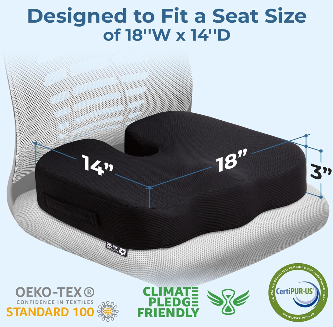 ComfiCore™ - Memory Foam Seat Cushion for Pain Relief